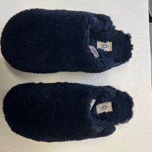 UGG Black Plush Slippers
